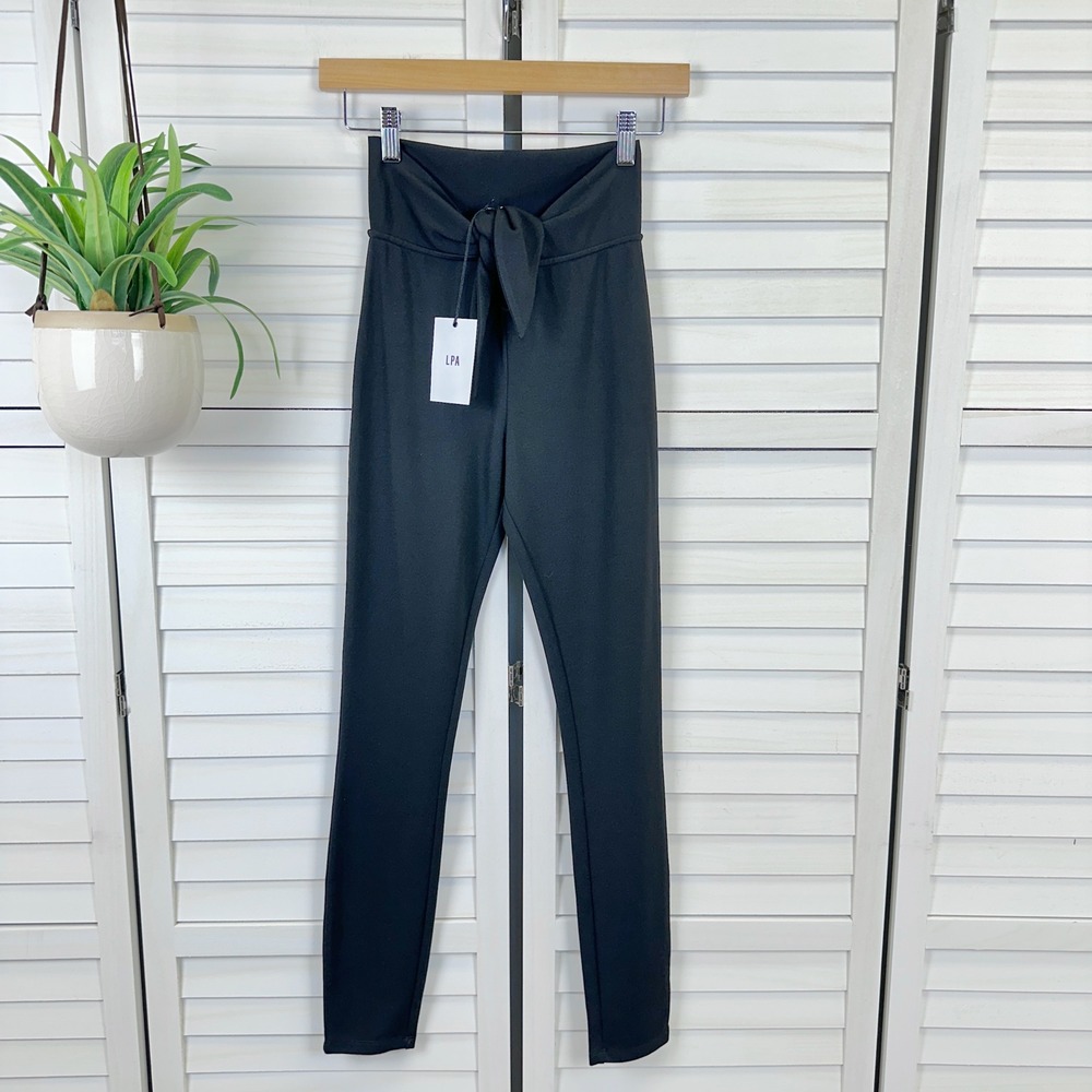 New LPA Revolve Black Tie Waist High Rise Legging Casual Pants Womens Size XS